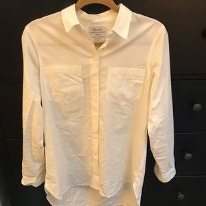 Classic white button-down long sleeve shirt